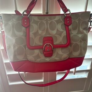 COACH Stylish Pink and Tan Women's Bag